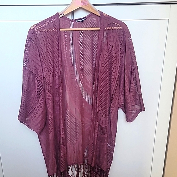 Mauve Lace Cardigan - Picture 1 of 3